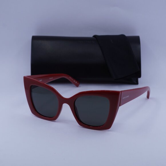 Saint Laurent SL552 010 Sunglasses Red Cat Eye Frame, Grey Lenses - Picture 11 of 11